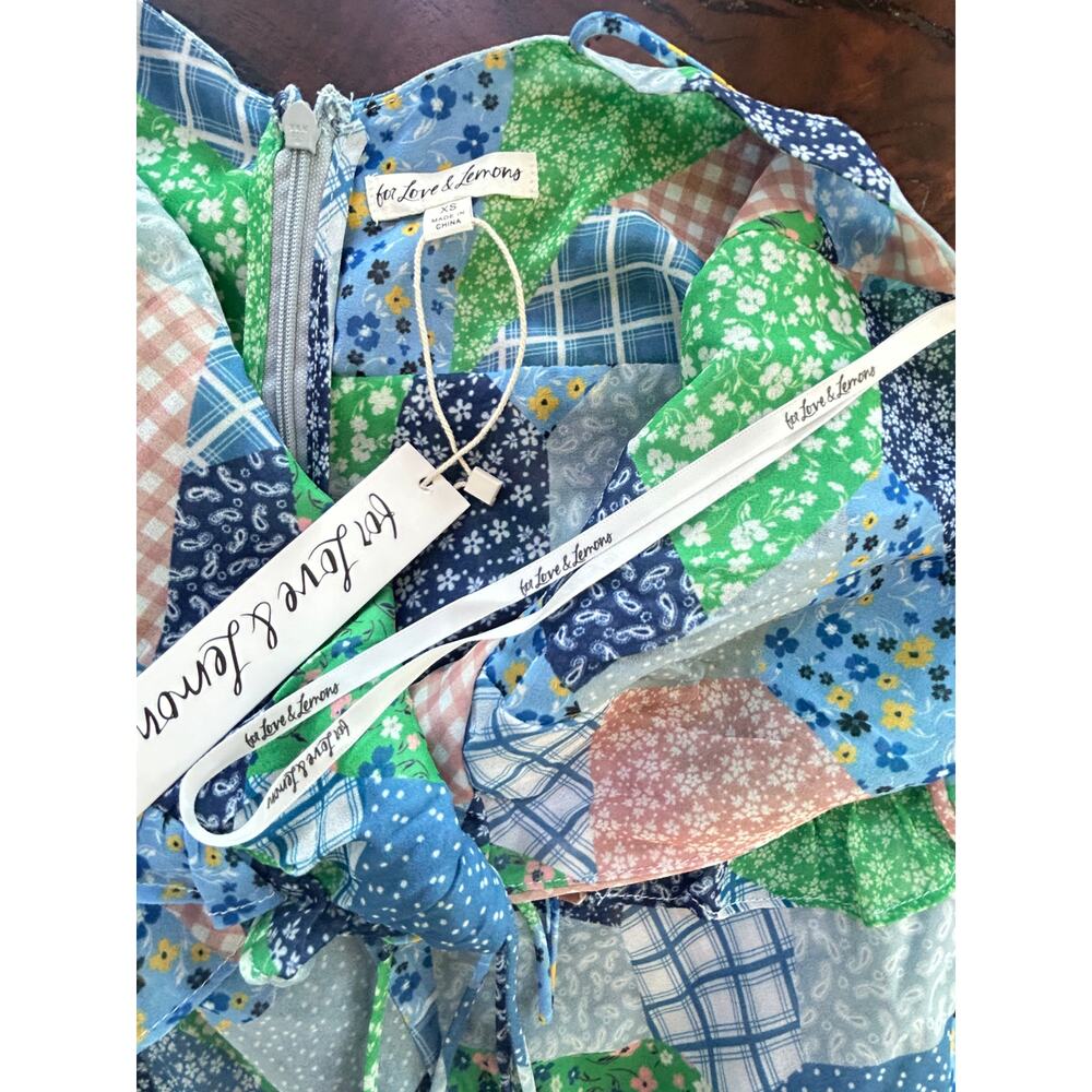 NWT For Love & Lemons Juniper Patchwork Romper XS - Picture 4 of 6